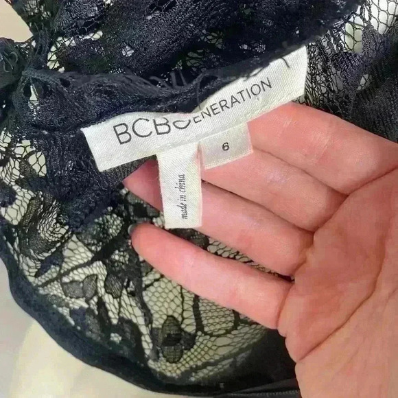 BCBGeneration Black Lace Insert Skater Dress size 6 - Picture 10 of 11